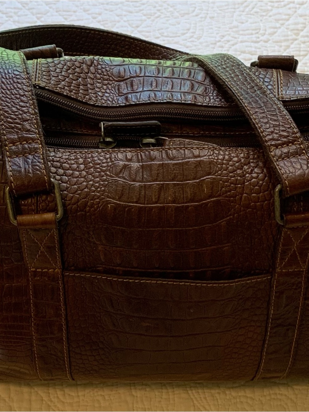 Jack George’s Hornback Croco Satchel Handbag Genuine Buffalo Leather